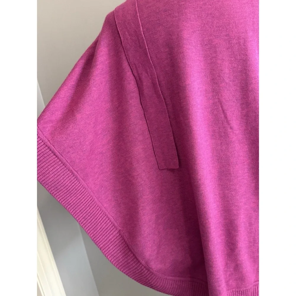 Talbots Tie Neck Soft Knit Poncho Cape Pink Purple Top Layer Sash Lightweight Lg - Picture 8 of 12